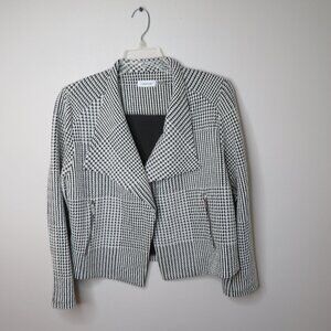 Calvin Klein Black/White Textured Open Blazer Jacket